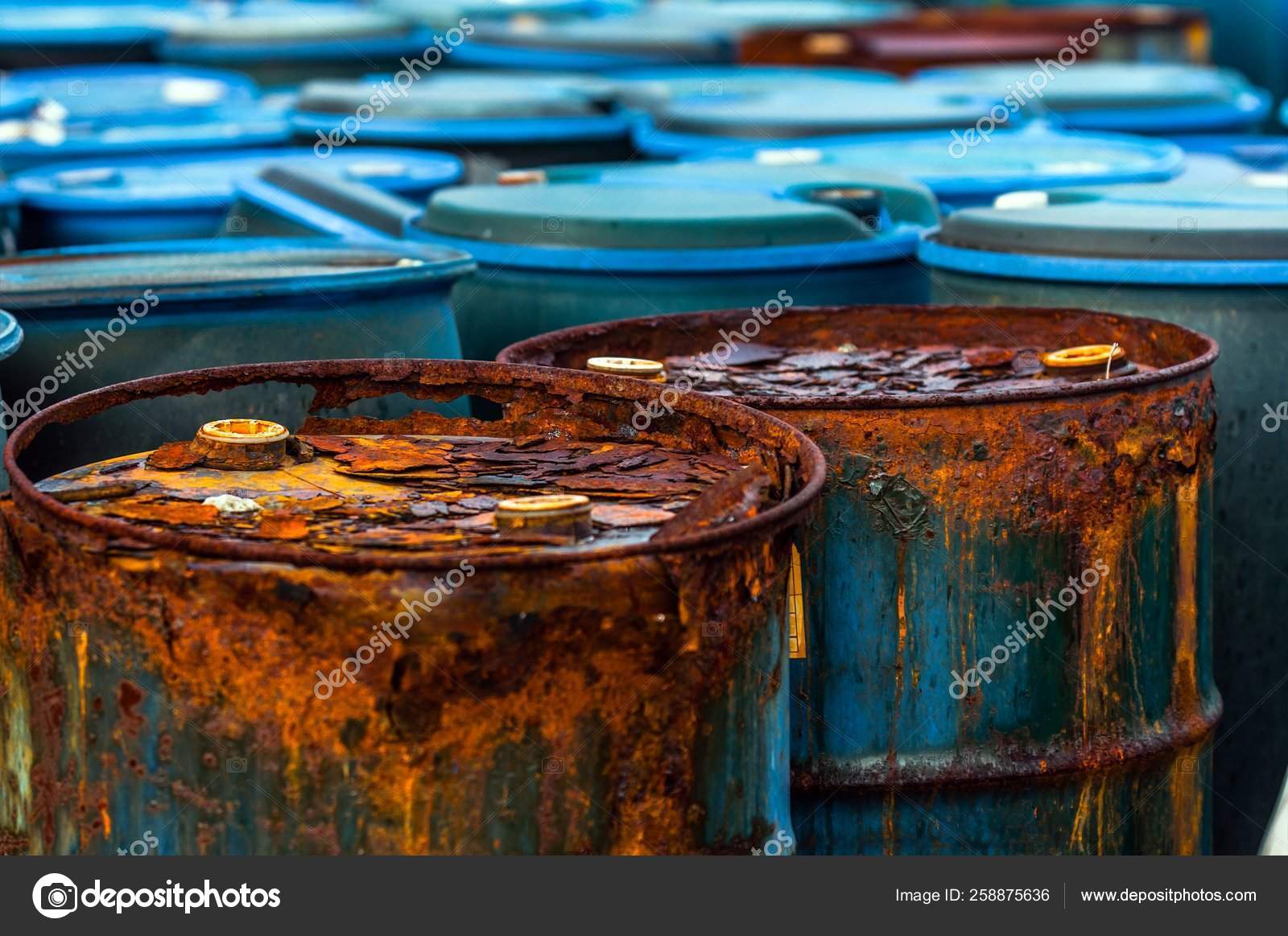 Several Barrels Toxic Waste Dump Stock Photo by ©YAYImages 258875636